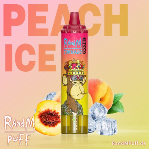 RandM Tornado Jednorazowy e-papieros 15000 Buchów o smaku PEACH ICE 25 ml