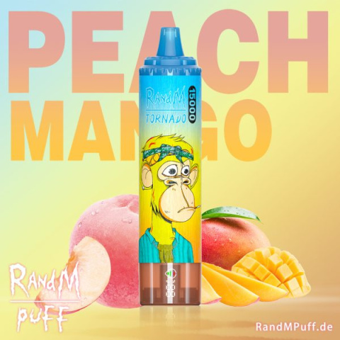 RandM Tornado Jednorazowy e-papieros 15000 Buchów o smaku PEACH MANGO 25 ml