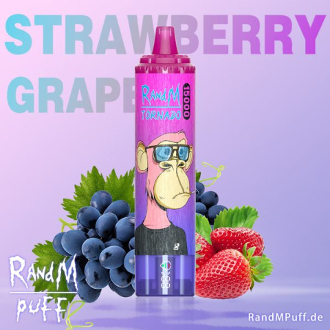 RandM Tornado Jednorazowy e-papieros 15000 Buchów o smaku STRAWBERRY GRAPE 25 ml