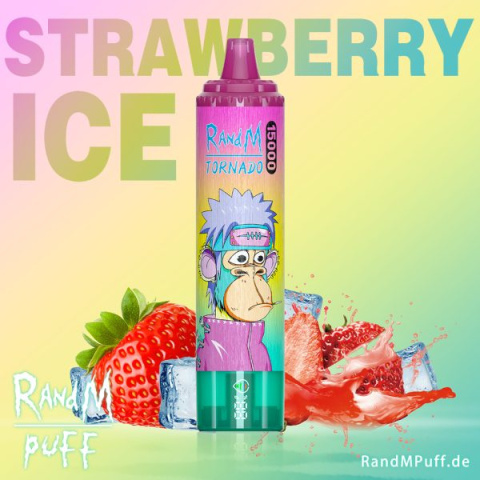 RandM Tornado Jednorazowy e-papieros 15000 Buchów o smaku STRAWBERRY ICE 25 ml