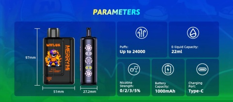 E-papieros MerryMI 24000 Wiflux Cherry Watermelon/Raspberry