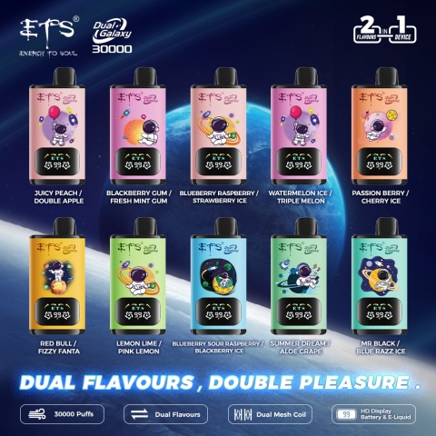 E-papierosy ETS Dual Galaxy 30000 Bluberry Sour Raspberry/Blackberry Ice