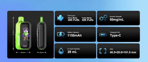 E-papierosy MerryMi Panda X 40000 Green Apple