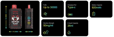 Merry Mi Blade Jednorazowy e-papieros 30000 Buchów o smaku Grapefruit Refresher