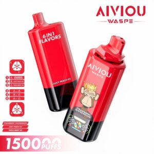 Jednorazowy E-papieros WASPE AIVIOU 6-in-1 150 000 Strawberry Watermelon & Juicy Peach Ice & Triple Berry ice