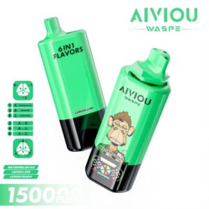 Jednorazowy E-papieros WASPE AIVIOU 6-in-1 150 000 Watermelon Ice & Lemon Lime & Lemon Peach