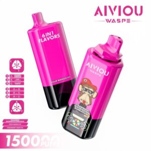 Jednorazowy E-papieros WASPE AIVIOU 6-in-1 150 000 Strawberry Watermelon Bubblegum & Sour Mango Ice & Strawberry Grape Ice