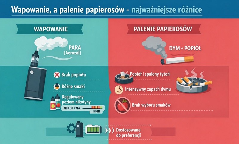 różnice między wapowaniem, a zwykłym paleniem papierosów