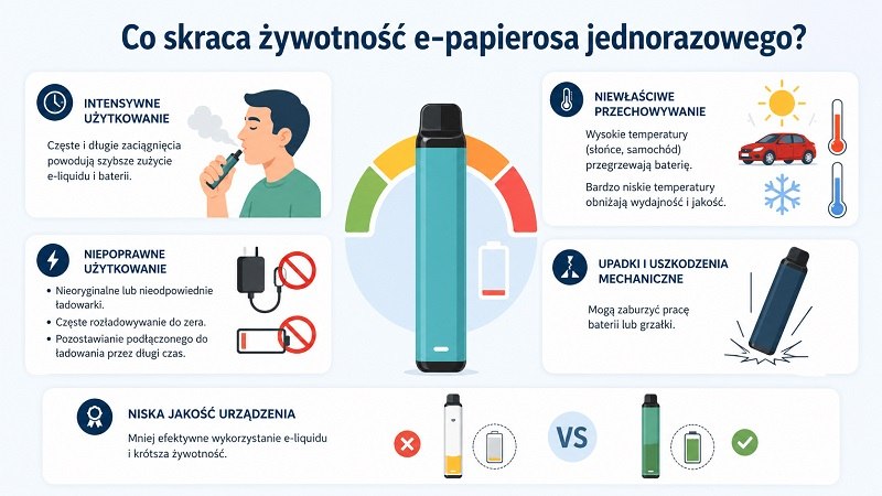 co skraca żywotność e-papierosa jednorazowego