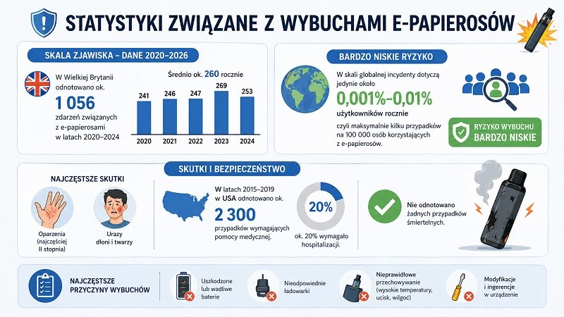 statystyki wybuchu e-papierosów