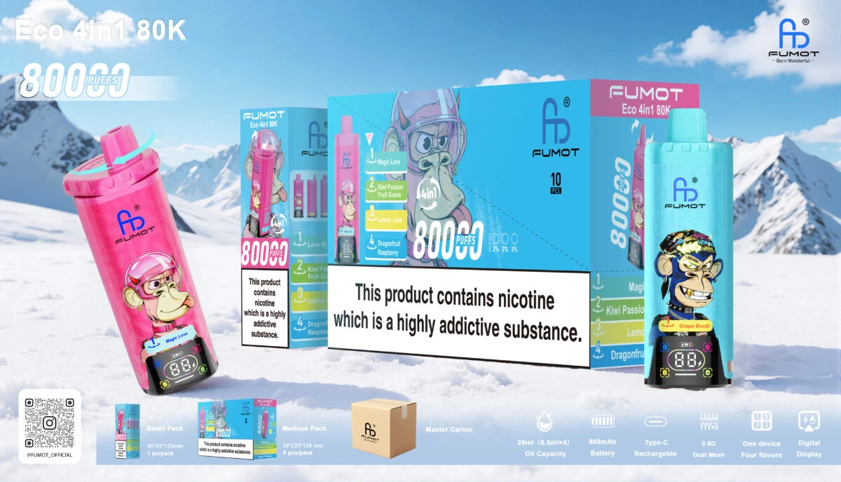 E-papierposy Fumot 80 000 ECO 4in1 Magic Love & Kiwi Passion Fruit Guava & Dragonfruit Raspberry & Lemon Lime - obrazek 2